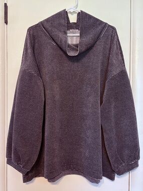 Talbots Women's Plus Luxe Velour Lurex® Cowlneck Pullover Shirt Top 3X Gray